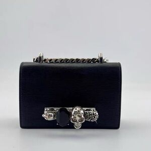 Alexander McQueen Black Mini Shoulder Bag with Gem & Skull Hardware